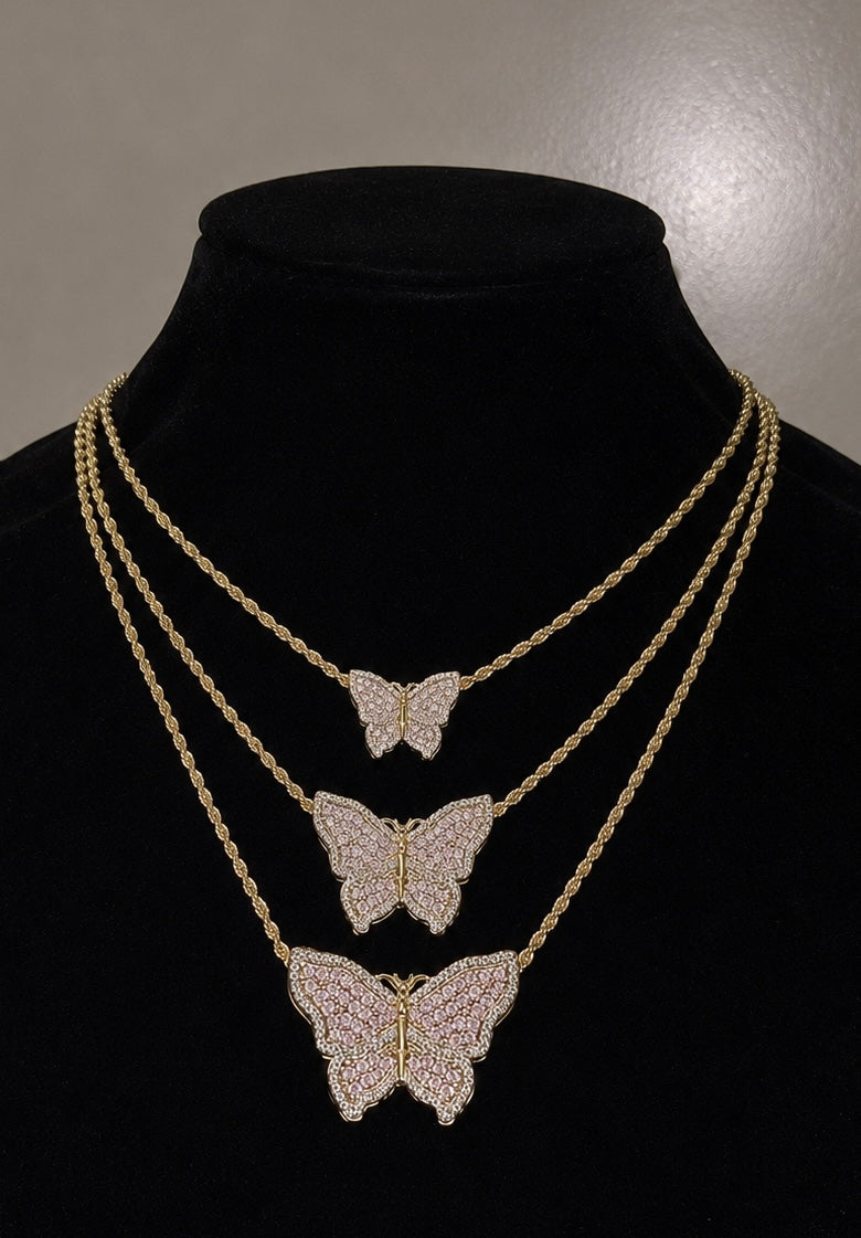 PINK BUTTERFLY NECKLACE