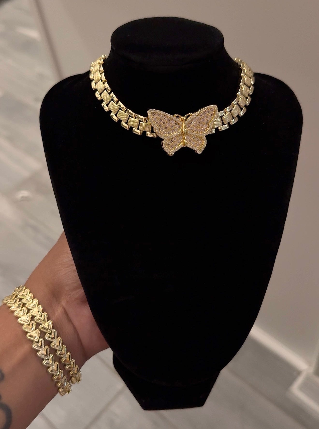PINK BUTTERFLY ROLEX CHAIN
