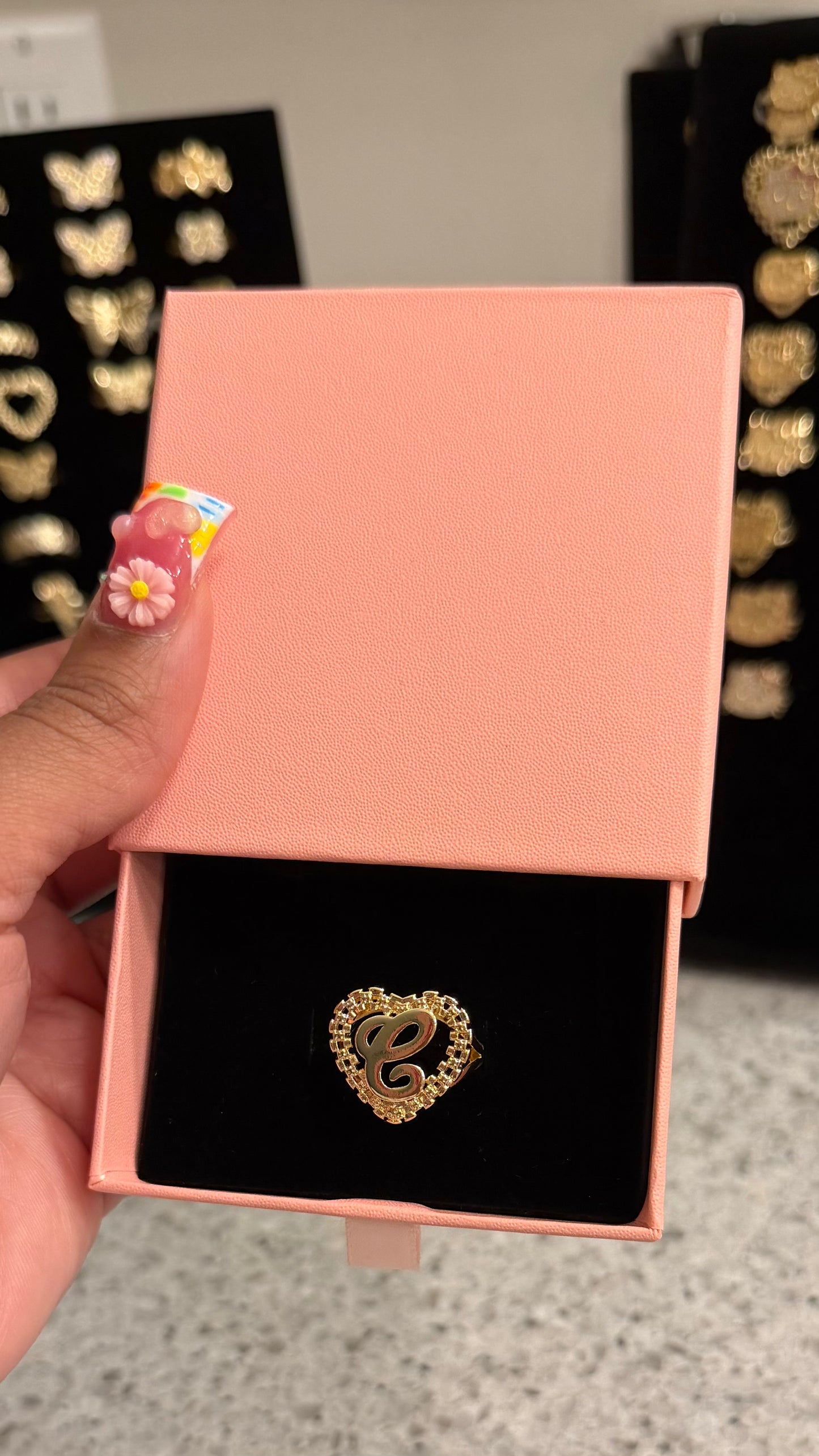 INITIAL HEART RING