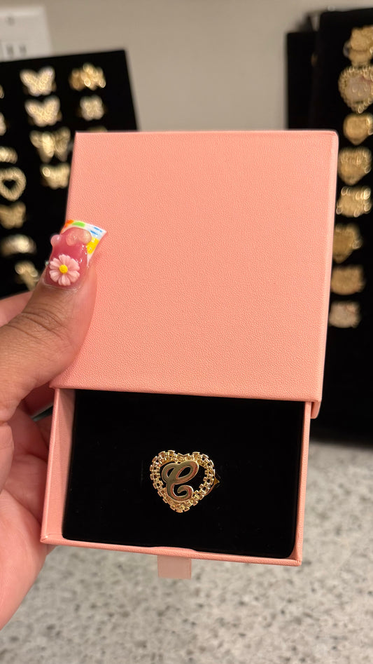 INITIAL HEART RING